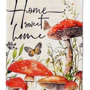 12x18 "Home Sweet Home" Spring Mushrooms Butterflies Garden Flag Yard Decor New